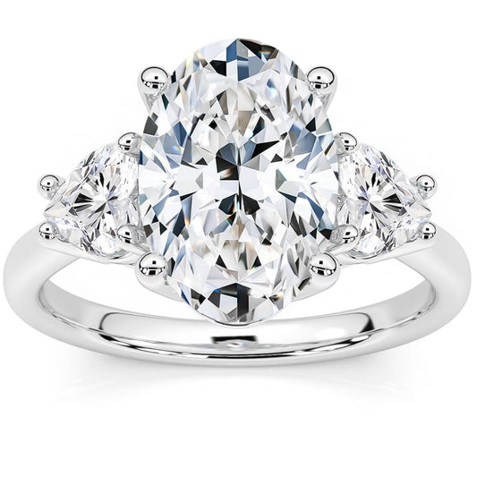 Pompeii3 Certified Two Point Seventy Five Carat Oval And Heart Shape Lab Grown Diamond Engagement Ring In 14k Gold