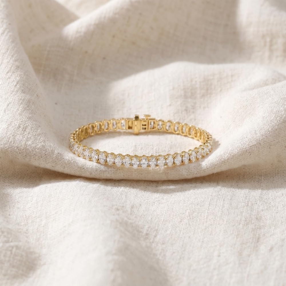 P3 POMPEII3 Pompeii 10Ct Oval Cut Diamond Tennis Bracelet 7" 14k Yellow Gold Lab Grown - Size Medium (EF,VS)