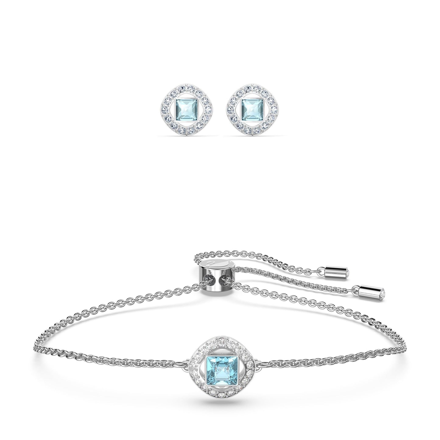 Swarovski Una Angelic Aqua Crystal Bolo Bracelet - Rhodium Plated