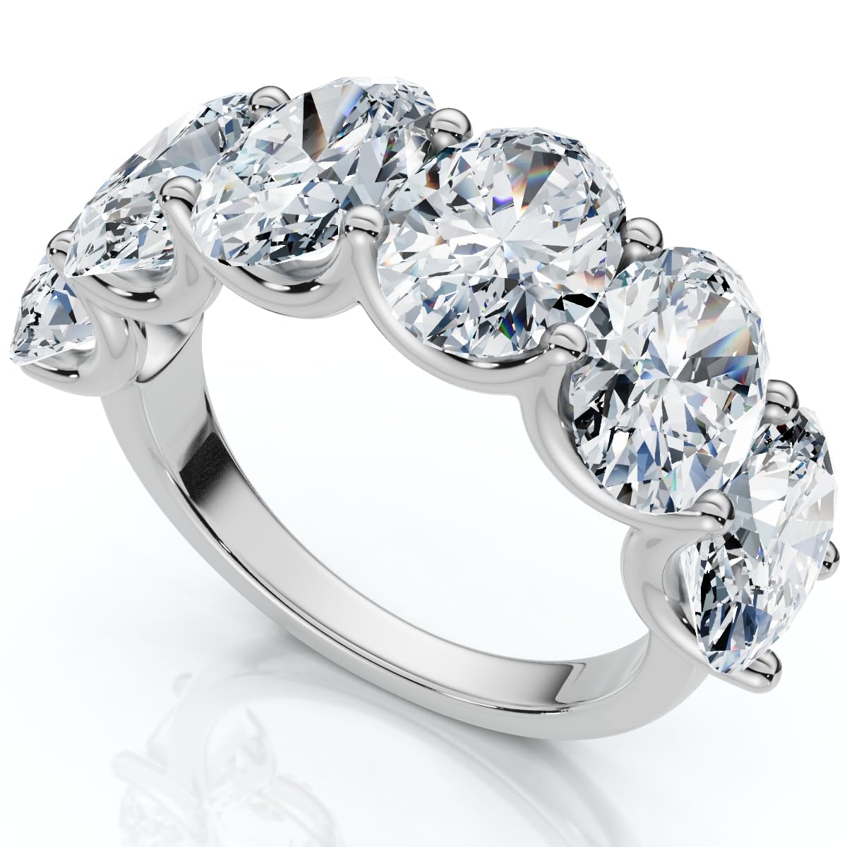 Pompeii 6Ct Oval Diamond U Prong Wedding Anniversary Ring 14k Gold Lab Grown - Size 7 (F/G,VS1-VS2)