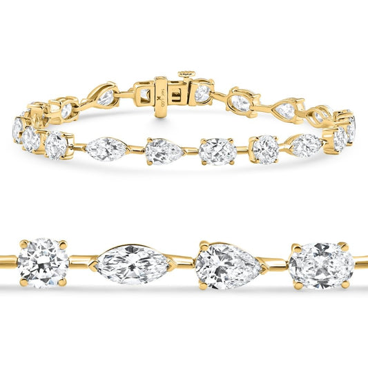 P3 POMPEII3 Pompeii 10Ct Mixed Cut Diamond Tennis Bracelet 7" 14k Yellow Gold Lab Grown - Size 7 (EF,VS)