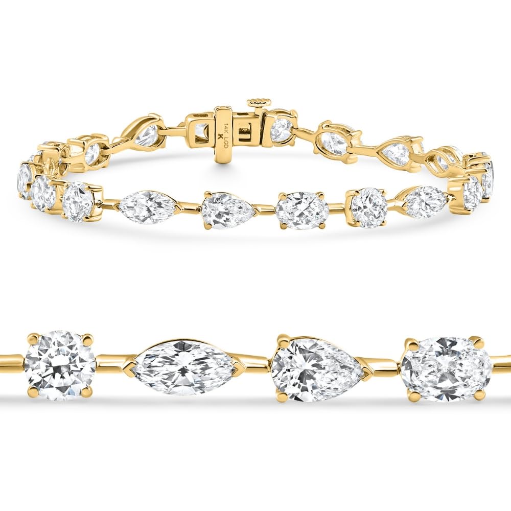 P3 POMPEII3 Pompeii 10Ct Mixed Cut Diamond Tennis Bracelet 7" 14k Yellow Gold Lab Grown - Size 7 (EF,VS)