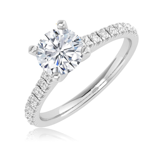 Houston Diamond District 1-6 Carat LAB GROWN Round Cut Diamond Prong Set Solitaire Diamond Engagement Ring Band Wedding Ring for Women (E-F Color VS1-VS2 Clarity) 14K White Gold 0.5 Carat Size-6