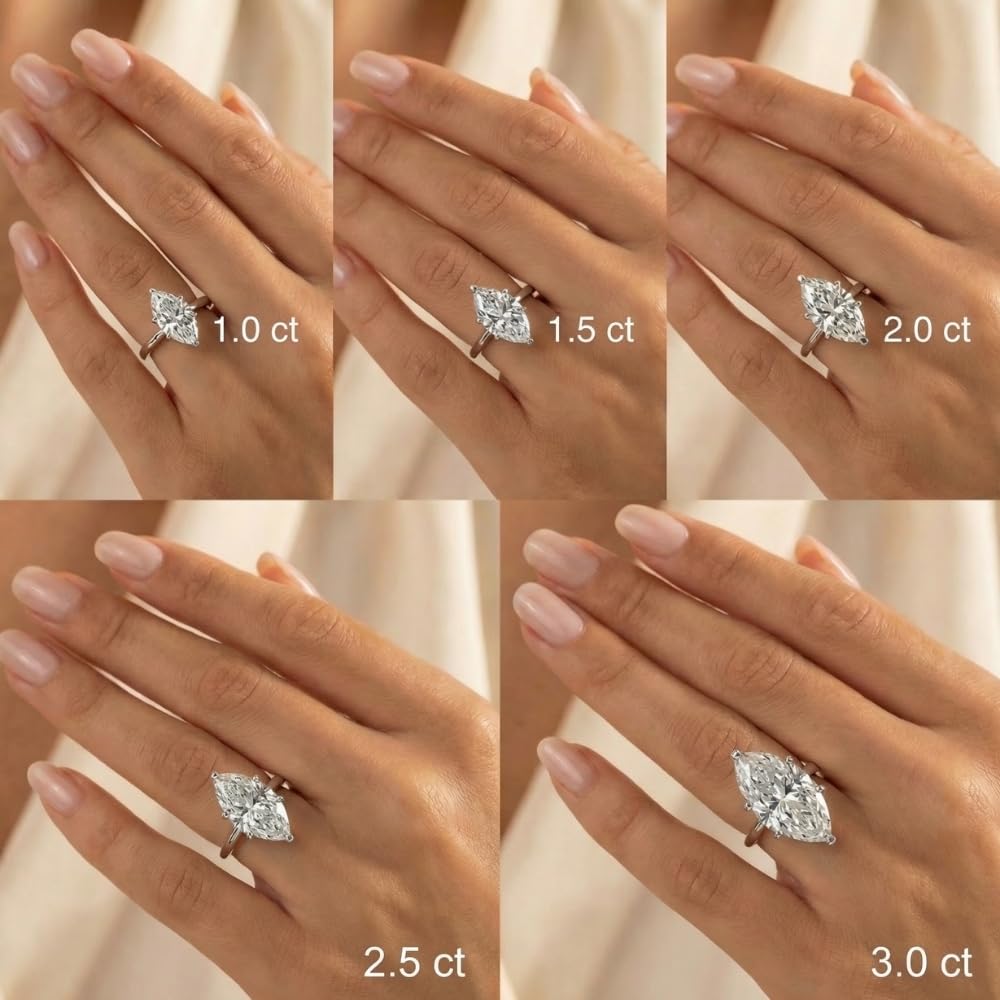 P3 POMPEII3 Pompeii Certified 2-6Ct Marquise Solitaire Diamond Engagement Ring 14k Gold Lab Grown - Size 7 (G/H,VS2-SI1)