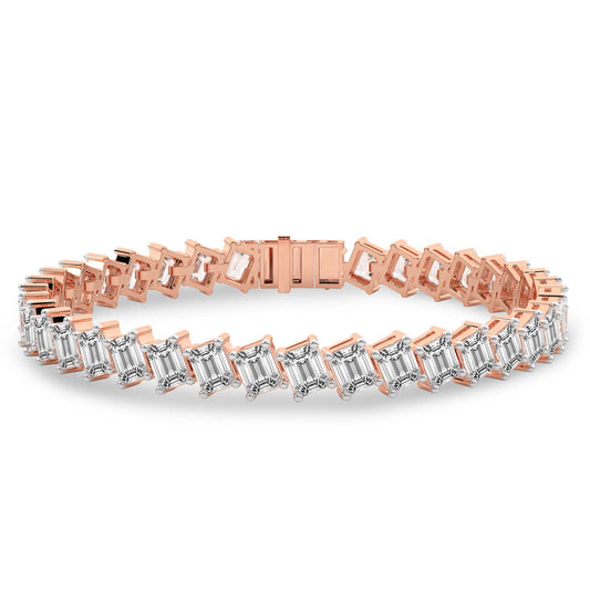 Friendly Diamonds 12ct Agatha Emerald-Cut Diamond Tennis Bracelet