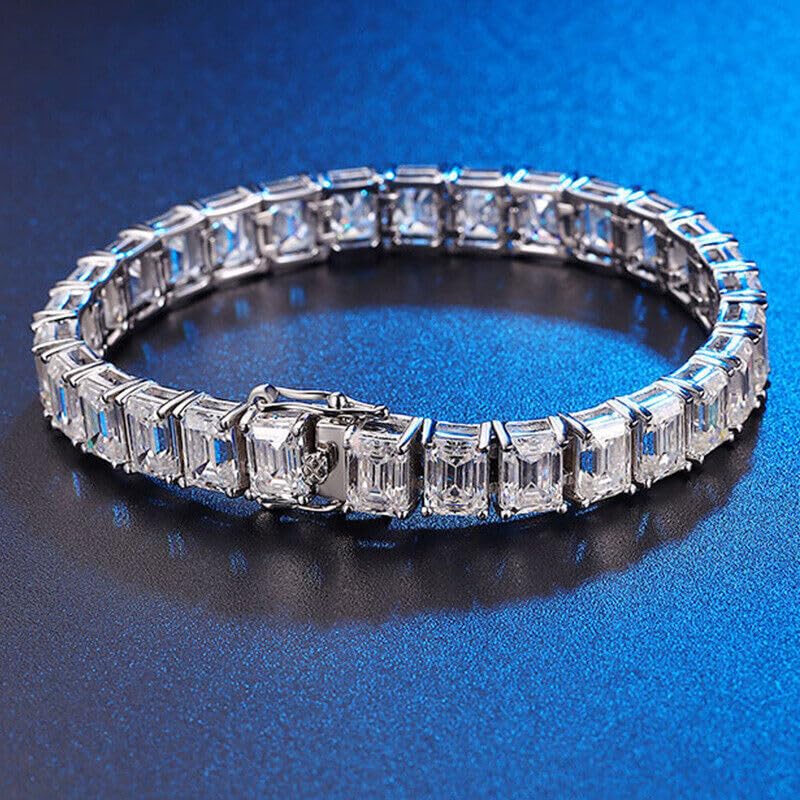 5.00 Ct Emerald-Cut Diamond Tennis Bracelet (925 Sterling Silver)
