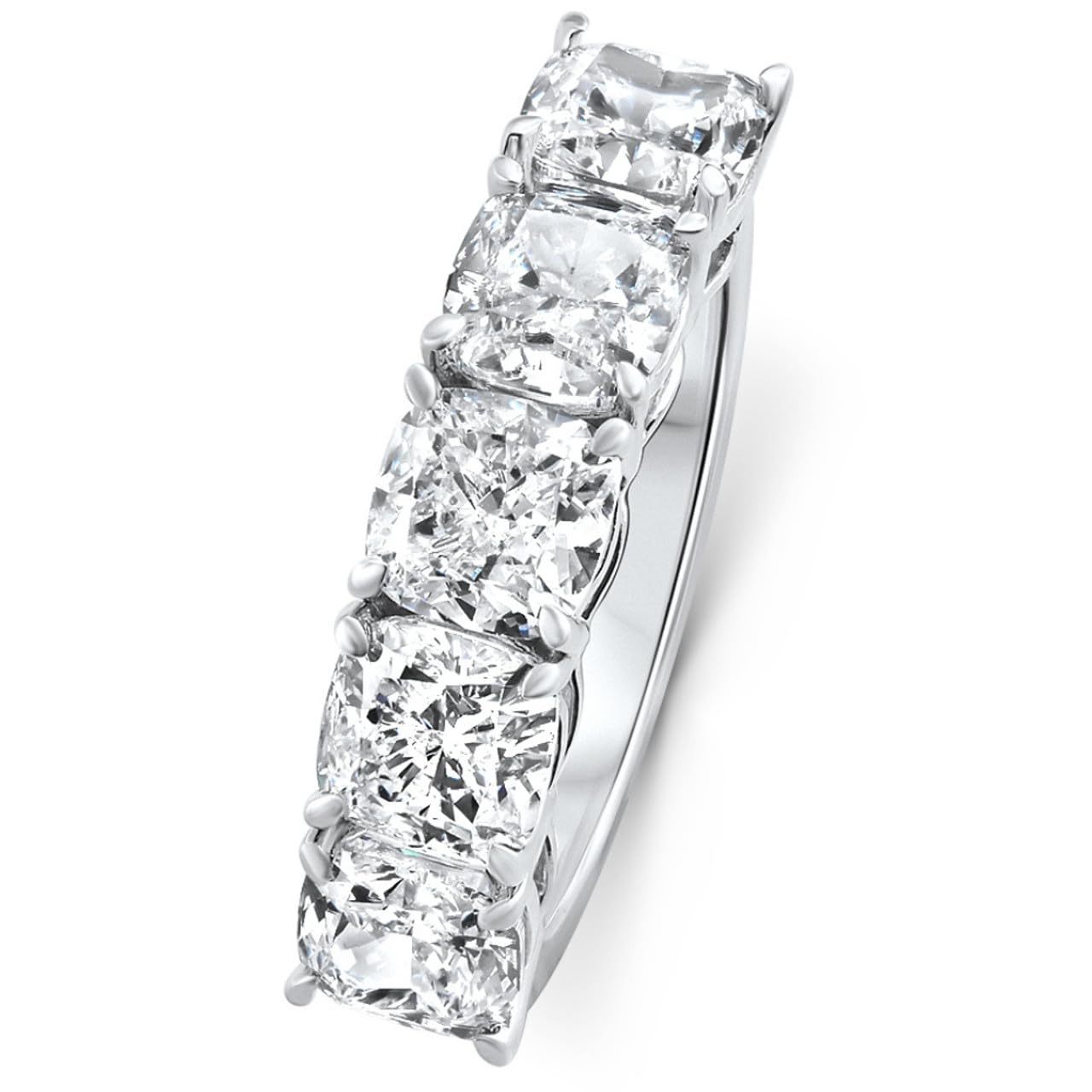 Pompeii 1-3 1/2 Ct Cushion Cut Diamond 5-Stone Wedding Ring 14k Gold Lab Grown - Size 10 (F/G,VS1-VS2)