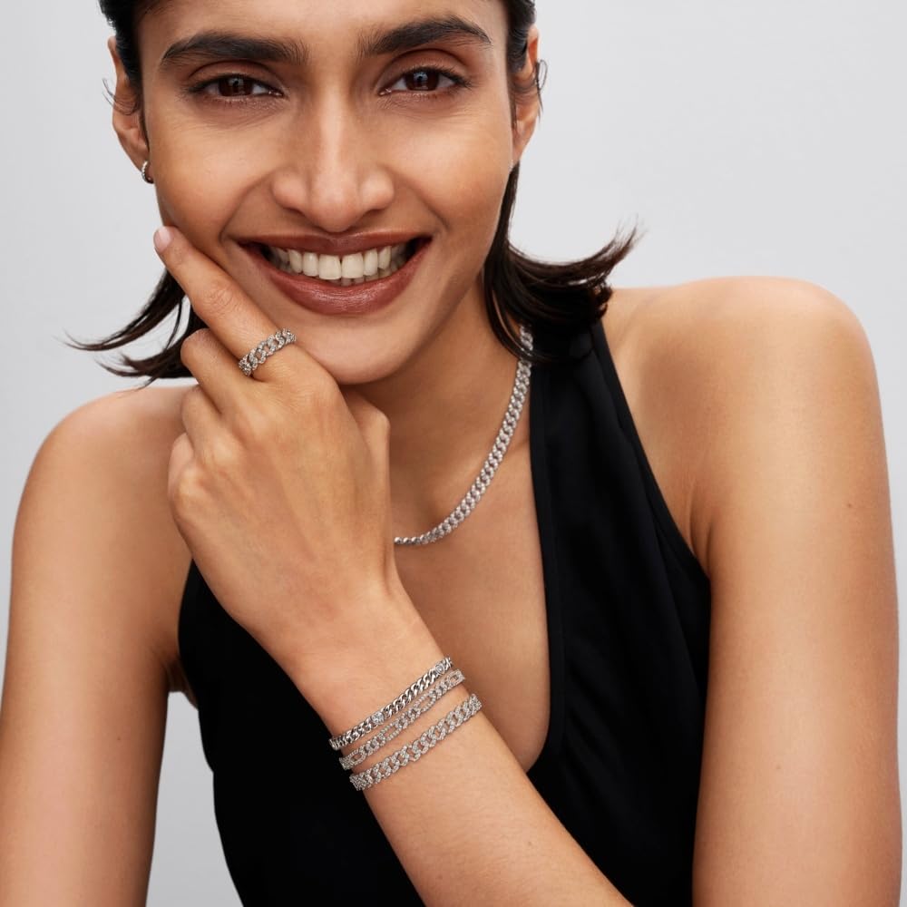 Pandora Timeless Pavé Cuban Chain Sterling Silver Necklace - 45 cm