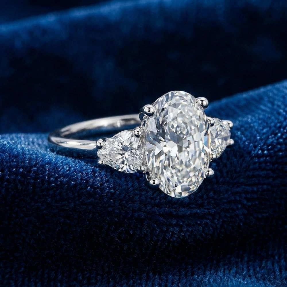 Pompeii3 Certified Two Point Seventy Five Carat Oval And Heart Shape Lab Grown Diamond Engagement Ring In 14k Gold