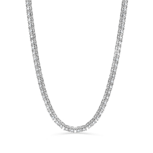 Belacqua Three Carat Lab Grown Diamond Sterling Silver Tennis Necklace