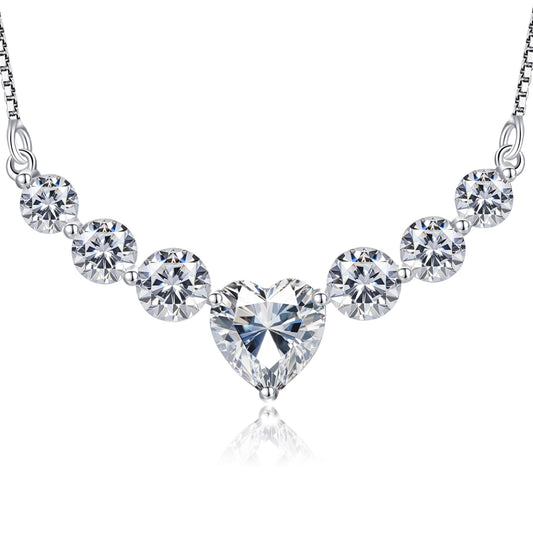 N9NEMUSES 4.4 Carat Heart Moissanite Necklace - Engraved Gift for Her