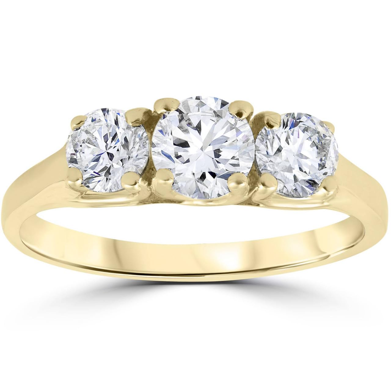 Pompeii 1ct Three Stone Diamond Engagement Womens Anniversary Ring 14k Yellow Gold - Size 7