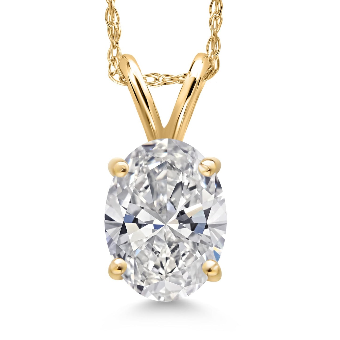 Gem Stone King 14K Yellow Gold IGI Certified 1.00 Ct Pear Lab-Grown Diamond Pendant Necklace