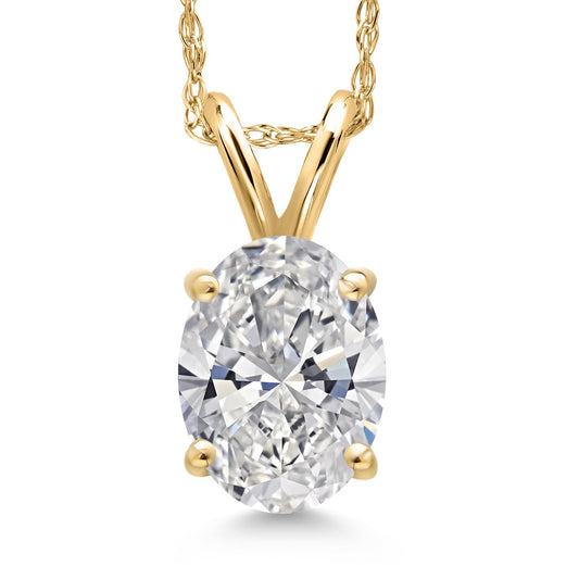 Gem Stone King 14K Yellow Gold IGI Certified 1.00 Ct Pear Lab-Grown Diamond Pendant Necklace