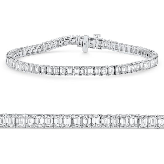 P3 POMPEII3 Pompeii 12.25Ct Emerald Cut Diamond Tennis Bracelet 7" 14k White Gold Lab Grown - Size 7 (EF,VS)