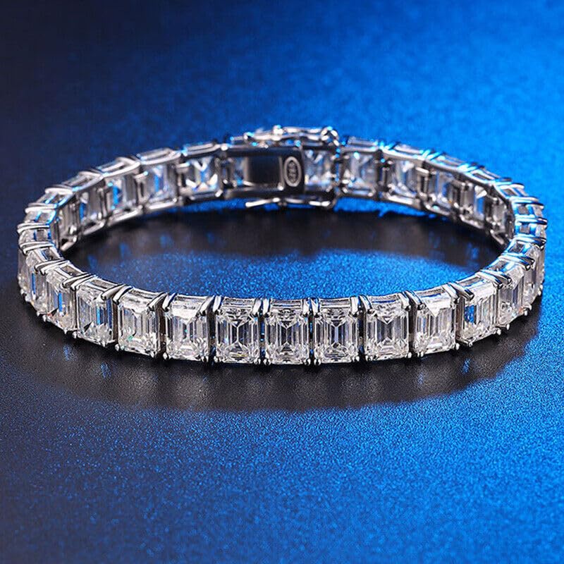 5.00 Ct Emerald-Cut Diamond Tennis Bracelet (925 Sterling Silver)