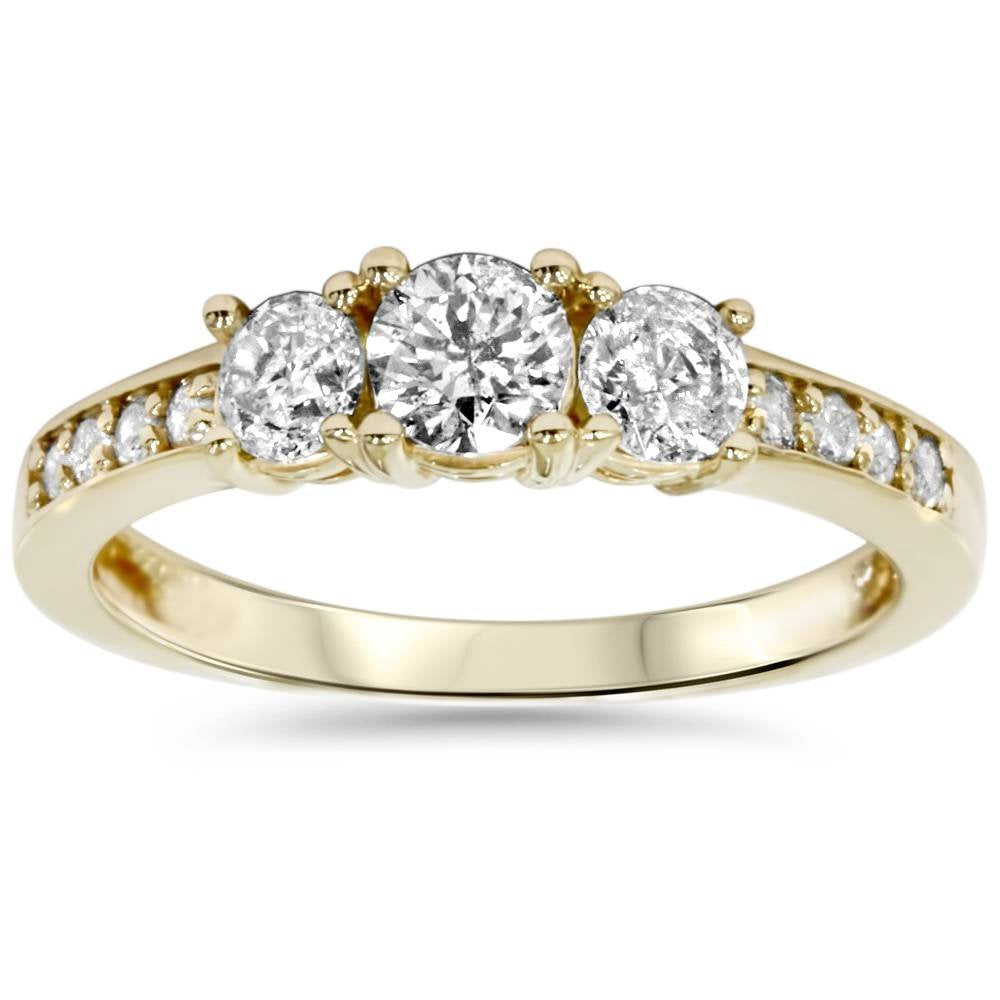 Pompeii3 One Carat Three Stone Diamond Engagement Ring In 14k Yellow Gold