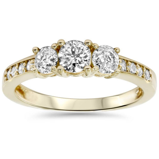 Pompeii3 One Carat Three Stone Diamond Engagement Ring In 14k Yellow Gold