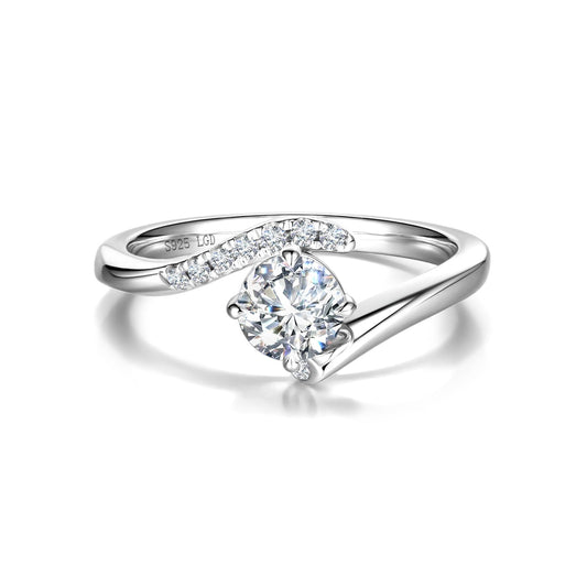 AGVANA 1 Carat Lab Grown Diamond Ring in Sterling Silver (1.1 Ct. Tw.) Engagement Anniversary Wedding Ring for Women (D-E Color, VS Clarity)