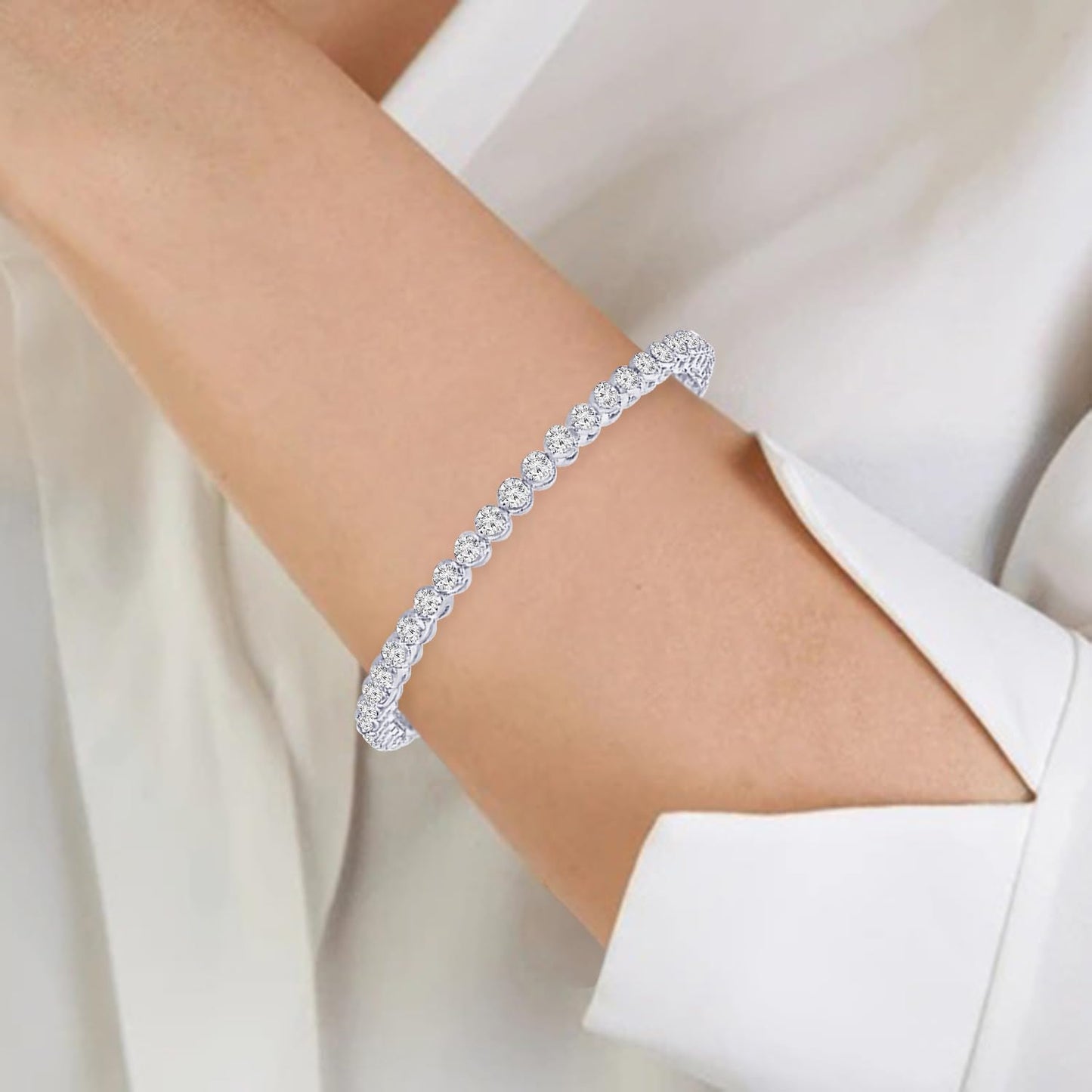 3 Carat Lab Grown Diamond Tennis Bracelet in 14K White Gold