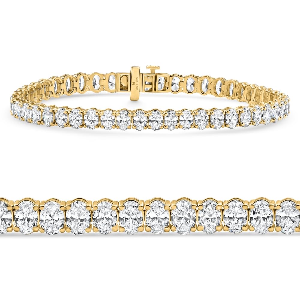 P3 POMPEII3 Pompeii 10Ct Oval Cut Diamond Tennis Bracelet 7" 14k Yellow Gold Lab Grown - Size Medium (EF,VS)