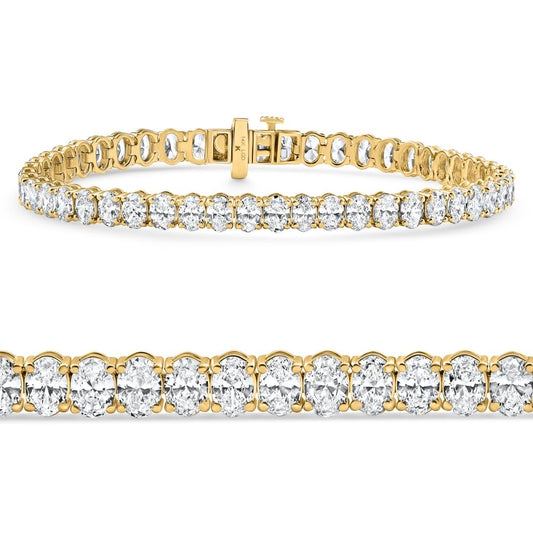 P3 POMPEII3 Pompeii 10Ct Oval Cut Diamond Tennis Bracelet 7" 14k Yellow Gold Lab Grown - Size Medium (EF,VS)