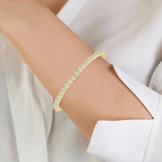 30 Carat Lab Grown Diamond Tennis Bracelet in 14K Yellow Gold