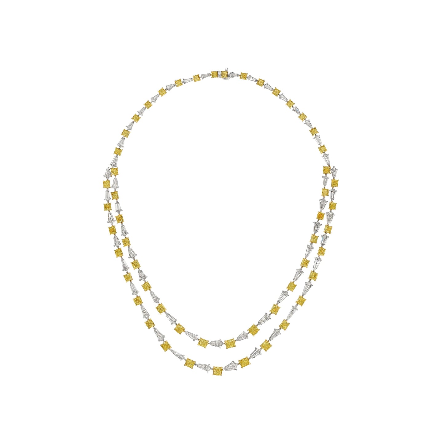 Leviev Celeste Élan 18K White Gold Double Layer Cushion and Emerald Cut Diamond Necklace (23.93 CT)
