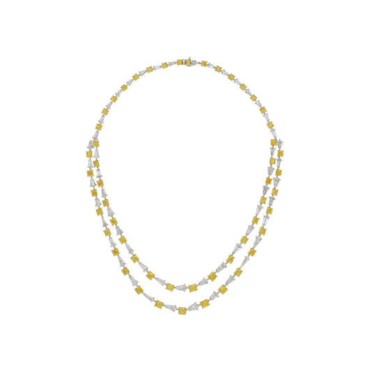 Leviev Celeste Élan 18K White Gold Double Layer Cushion and Emerald Cut Diamond Necklace (23.93 CT)