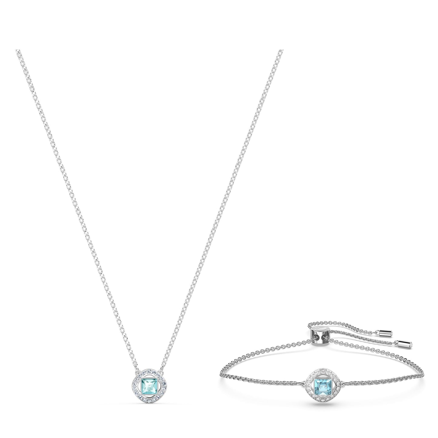 Swarovski Una Angelic Aqua Crystal Bolo Bracelet - Rhodium Plated