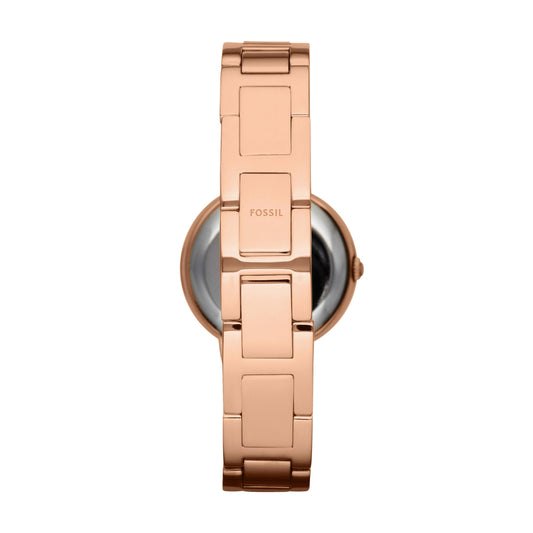 Fossil Women's Watch, Virginia Quartz Stainless Steel Three-Hand Watch for Women, Color: Rose Gold Glitz