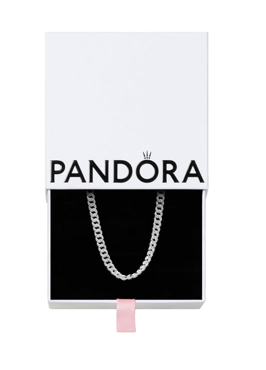 Pandora Timeless Pavé Cuban Chain Sterling Silver Necklace - 45 cm