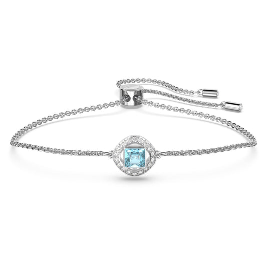 Swarovski Una Angelic Aqua Crystal Bolo Bracelet - Rhodium Plated