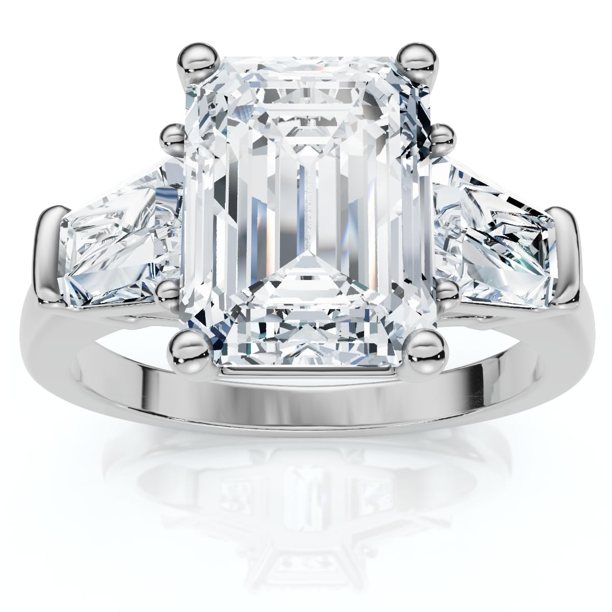 P3 POMPEII3 Pompeii Certified 4Ct Randi Emerald Diamond Engagement Ring 14k Gold or PT Lab Grown - Size 6.5 (E/F,VS1-VS2)