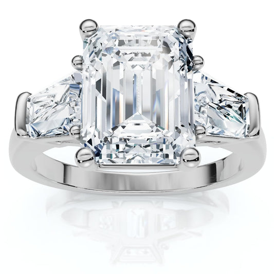 P3 POMPEII3 Pompeii Certified 4Ct Randi Emerald Diamond Engagement Ring 14k Gold or PT Lab Grown - Size 6.5 (E/F,VS1-VS2)