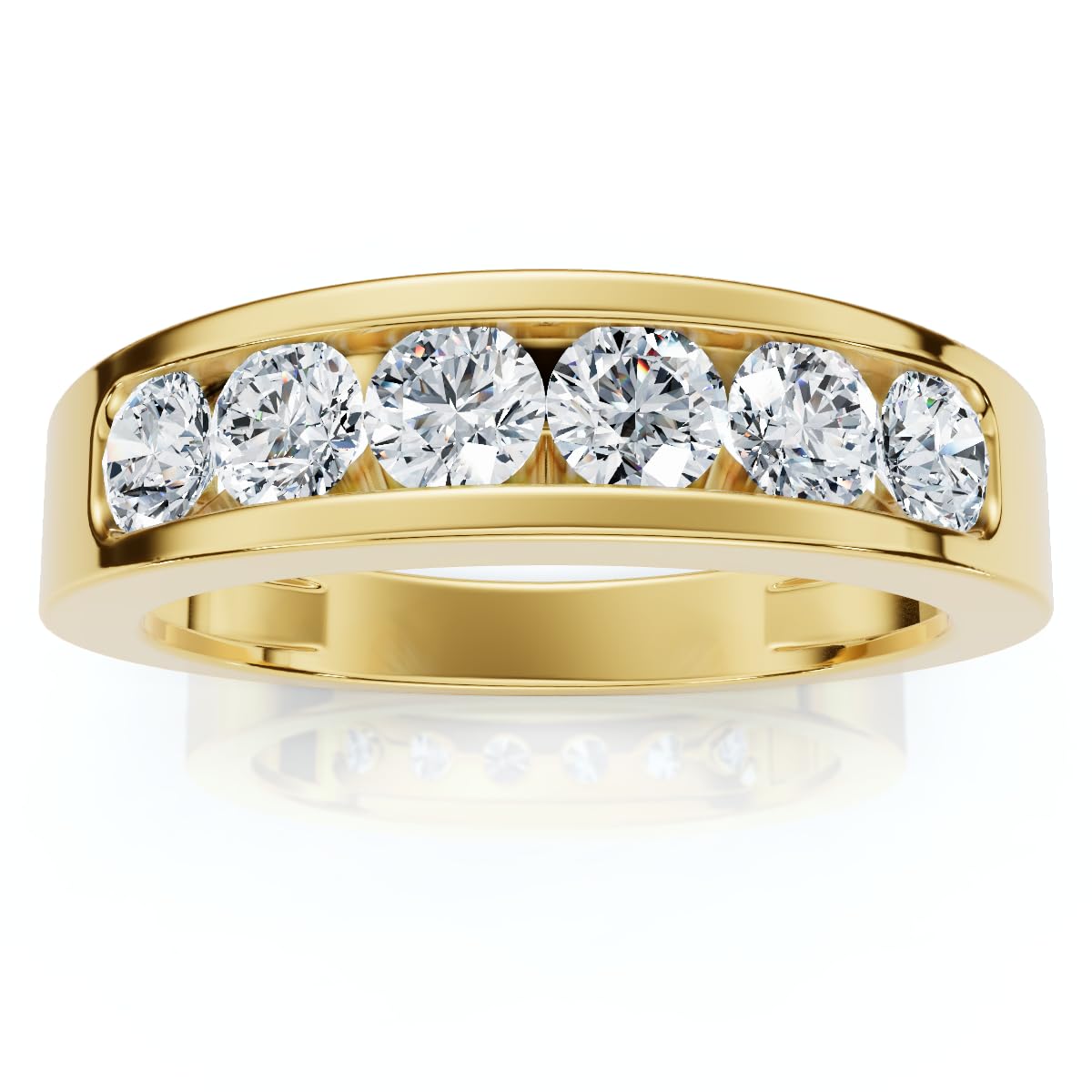 Pompeii 1Ct Diamond Channel Set Wedding Band Mens Ring 14k Yellow Gold Lab Grown - Size 11 (G/H,VS2-SI1)