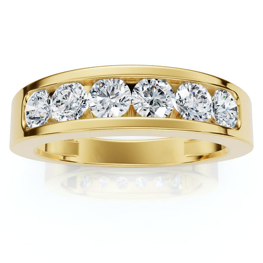 Pompeii 1Ct Diamond Channel Set Wedding Band Mens Ring 14k Yellow Gold Lab Grown - Size 11 (G/H,VS2-SI1)