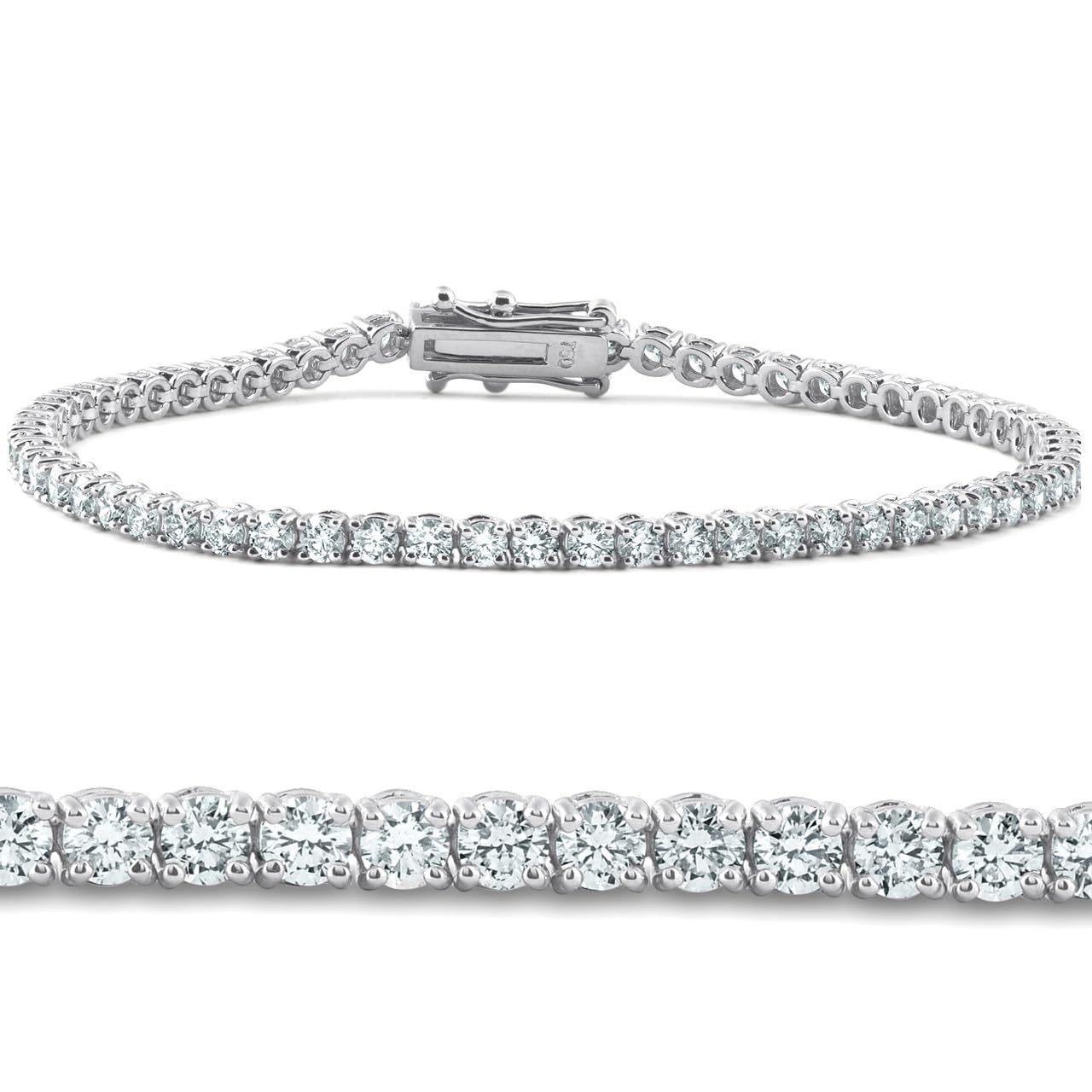 P3 POMPEII3 Pompeii 5 Carat TW Round Cut Lab Grown Diamond Tennis Bracelet 14k White Gold Lab Grown (FG,VS)