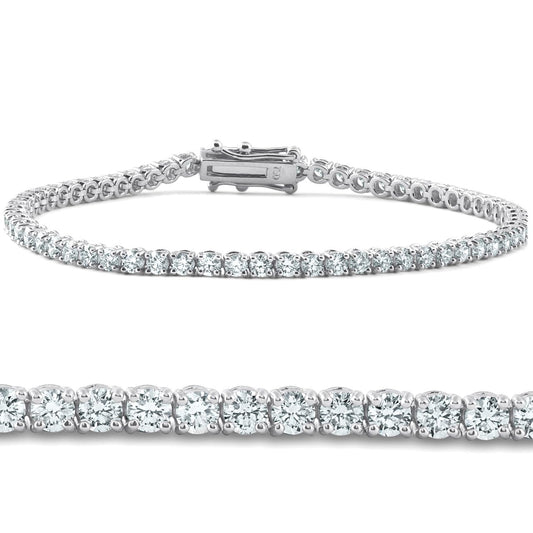 P3 POMPEII3 Pompeii 5 Carat TW Round Cut Lab Grown Diamond Tennis Bracelet 14k White Gold Lab Grown (FG,VS)