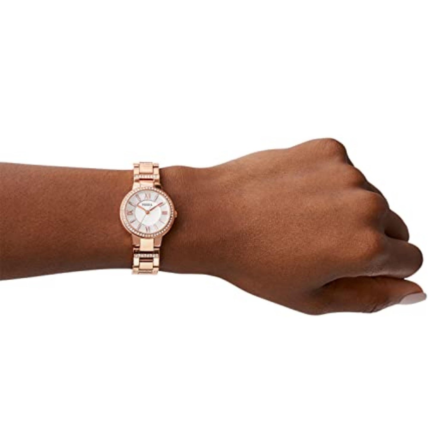 Fossil Women's Watch, Virginia Quartz Stainless Steel Three-Hand Watch for Women, Color: Rose Gold Glitz