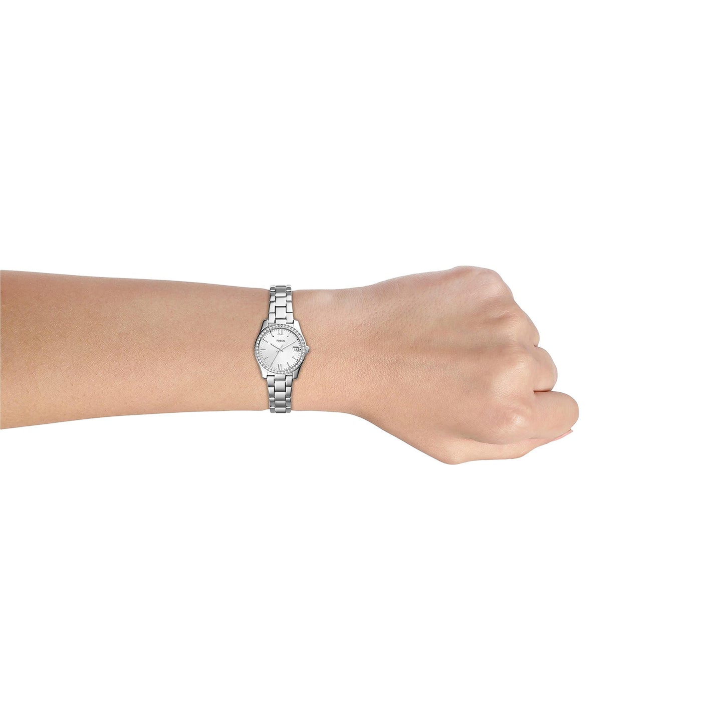 Fossil Women's Watch, Scarlette Quartz Stainless Steel Three-Hand Watch for Women, Color: Silver Glitz