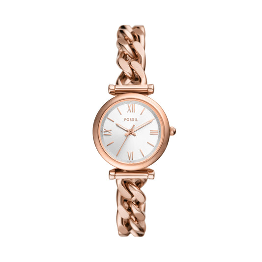 Fossil Women's Watch, Carlie Quartz Stainless Steel Three-Hand Watch for Women, Color: Rose Gold