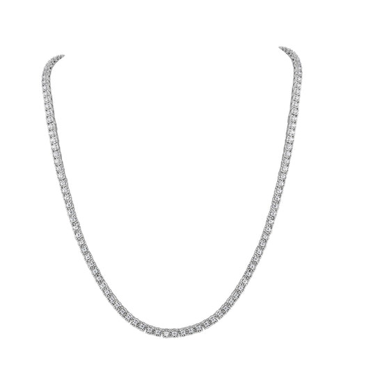 Belacqua Three Carat Lab Grown Diamond Sterling Silver Tennis Necklace