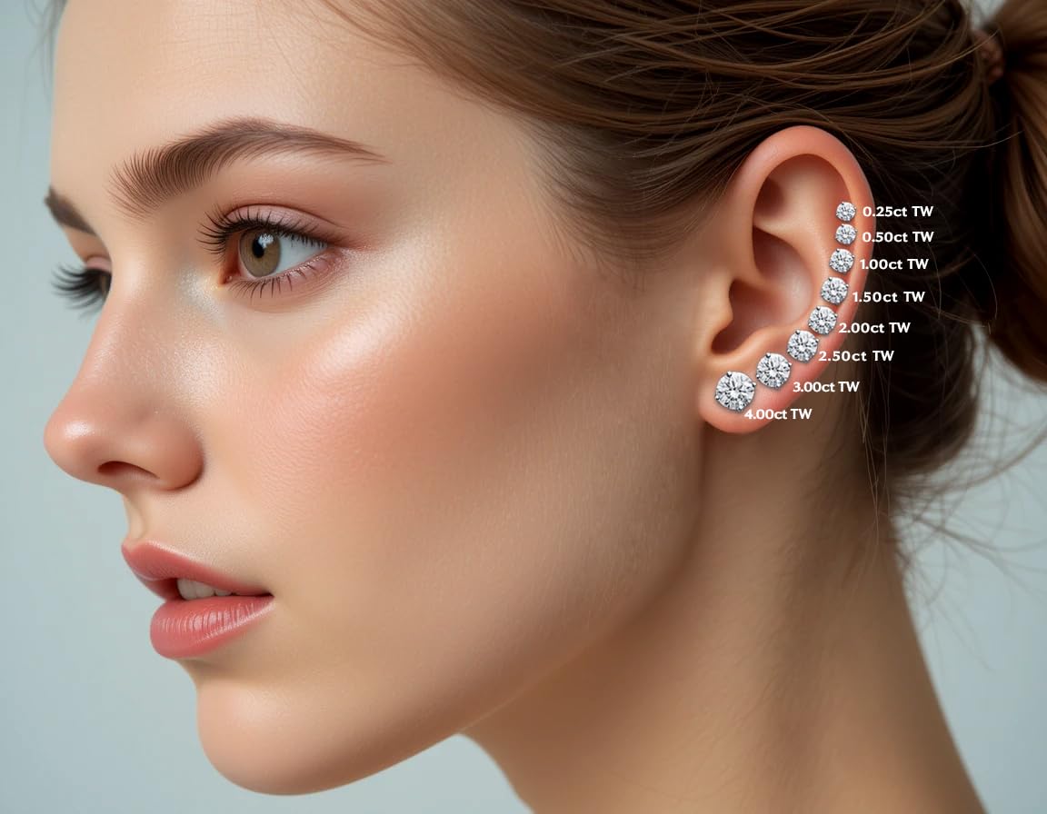 Pompeii 1/2Ct Round Brilliant Cut Diamond Stud Earrings in 14K Gold Classic