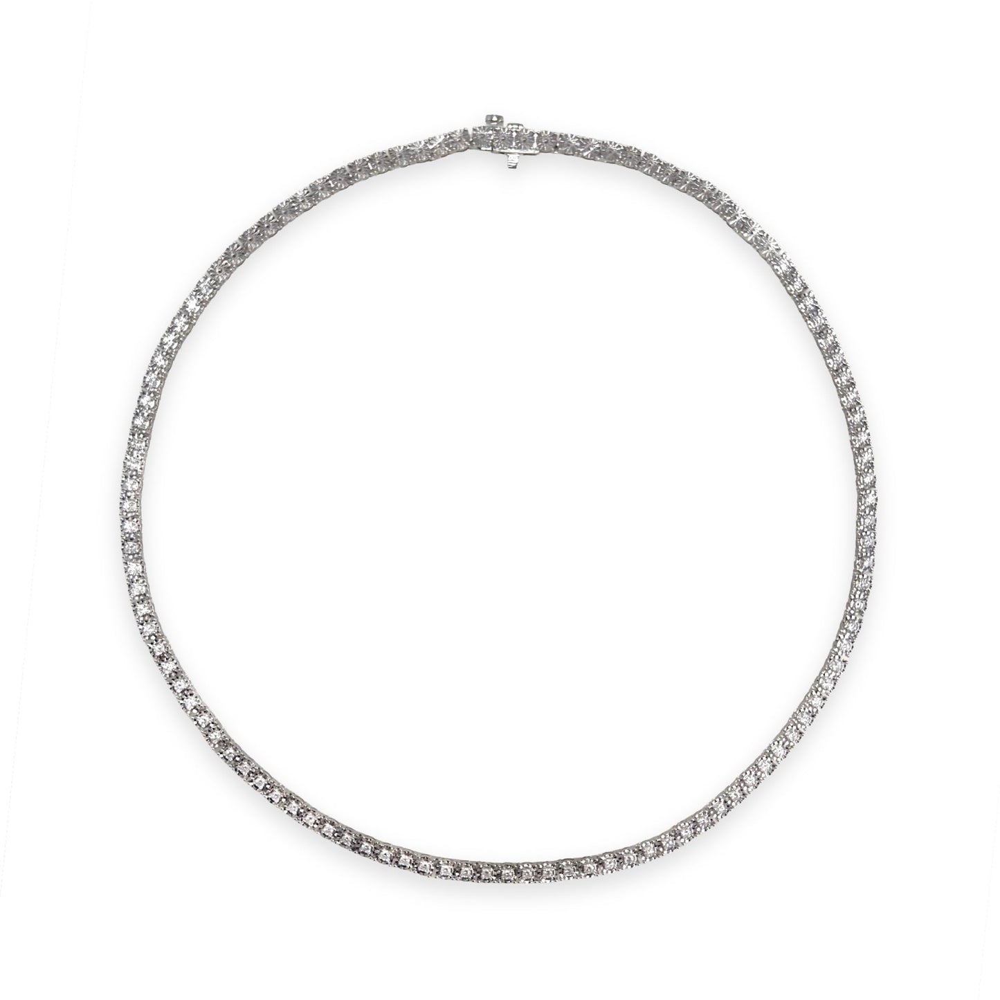 Belacqua Three Carat Lab Grown Diamond Sterling Silver Tennis Necklace