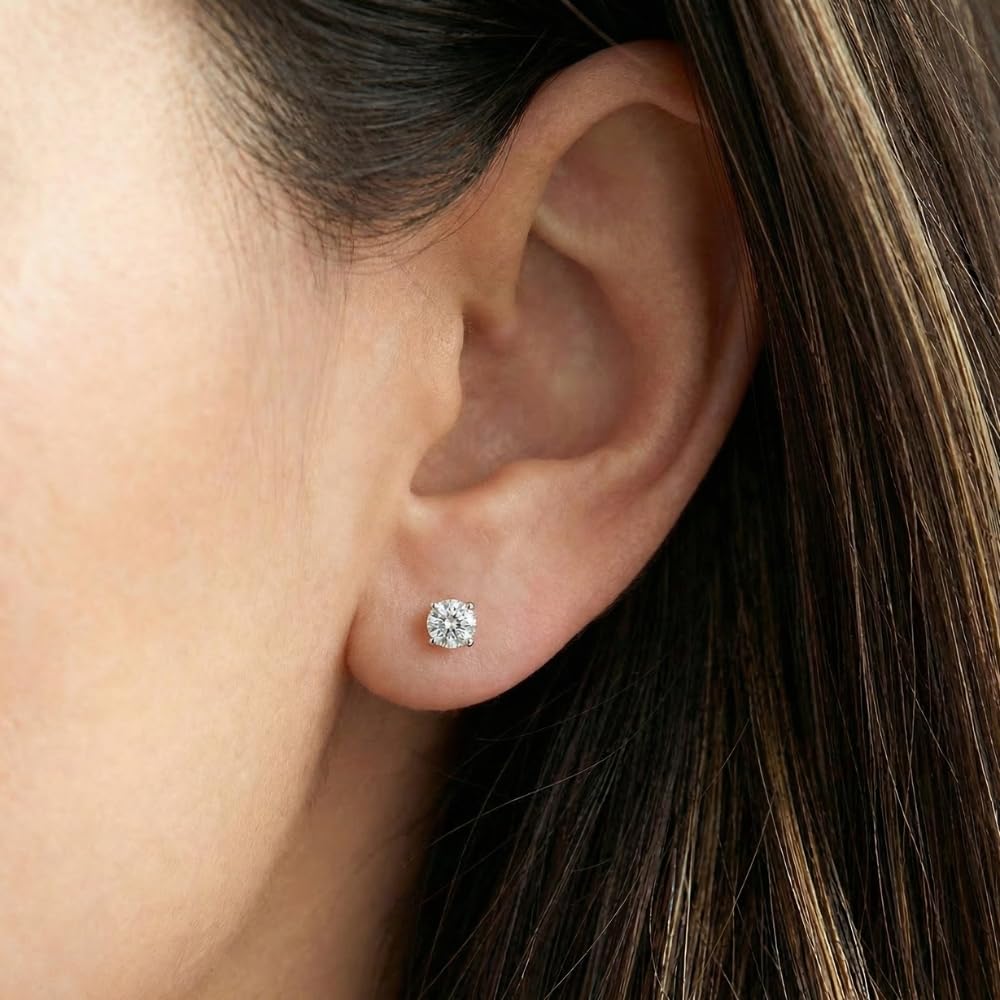 Pompeii 1/2Ct Round Brilliant Cut Diamond Stud Earrings in 14K Gold Classic