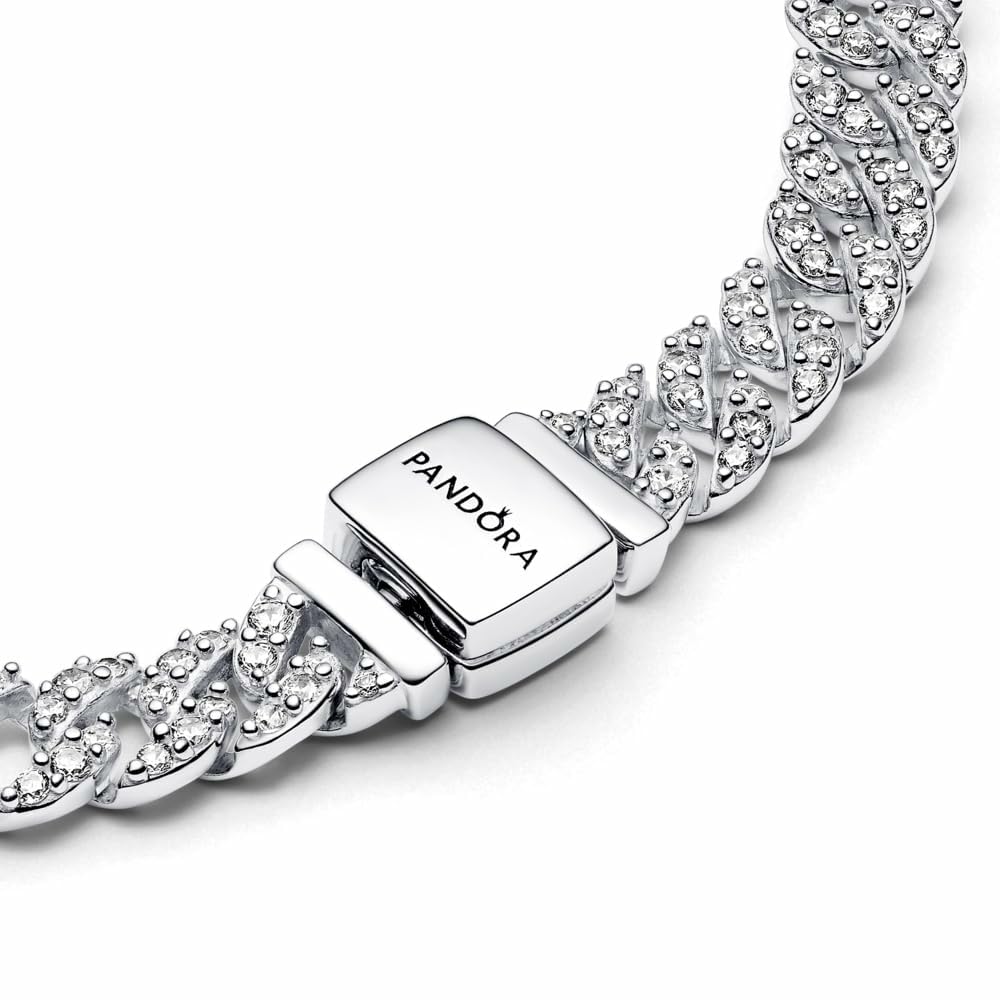 Pandora Timeless Pavé Cuban Chain Sterling Silver Bracelet - 6.9"