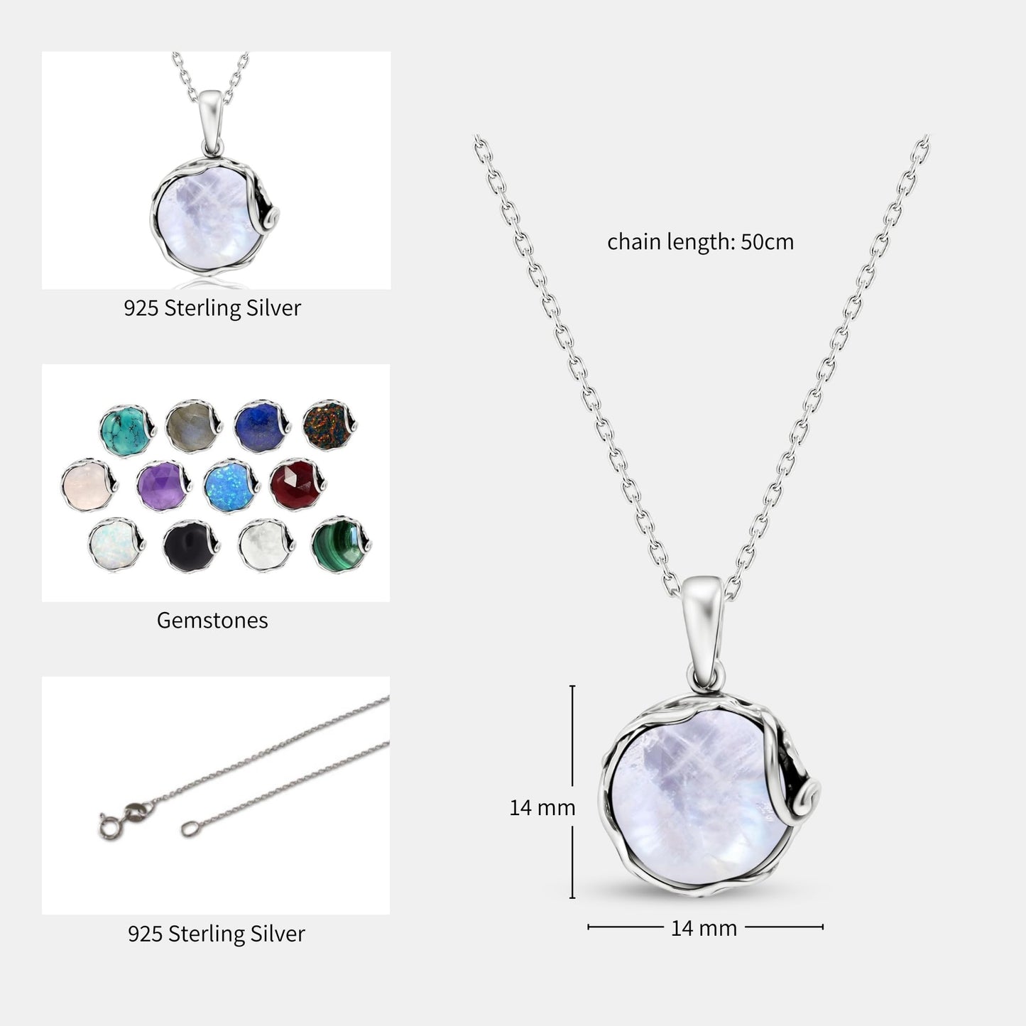 Natural Moonstone 925 Sterling Silver Pendant - Perfect Birthday Gift for Her