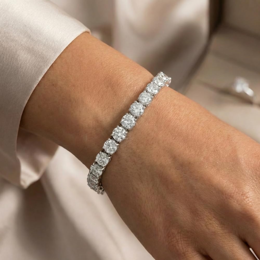 Pompeii 20 Ct Lab Grown Diamond Tennis Bracelet 14k White Gold 7" (((G-H)),SI(1)-SI(2))
