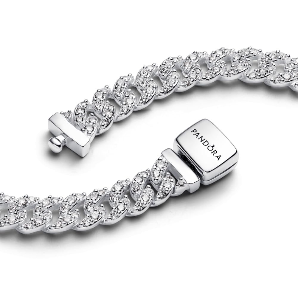 Pandora Timeless Pavé Cuban Chain Sterling Silver Necklace - 45 cm